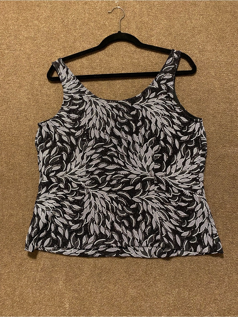 Alex Evenings Black Silver Glitter Brocade Foil Print Shell Size L - Picture 6 of 6
